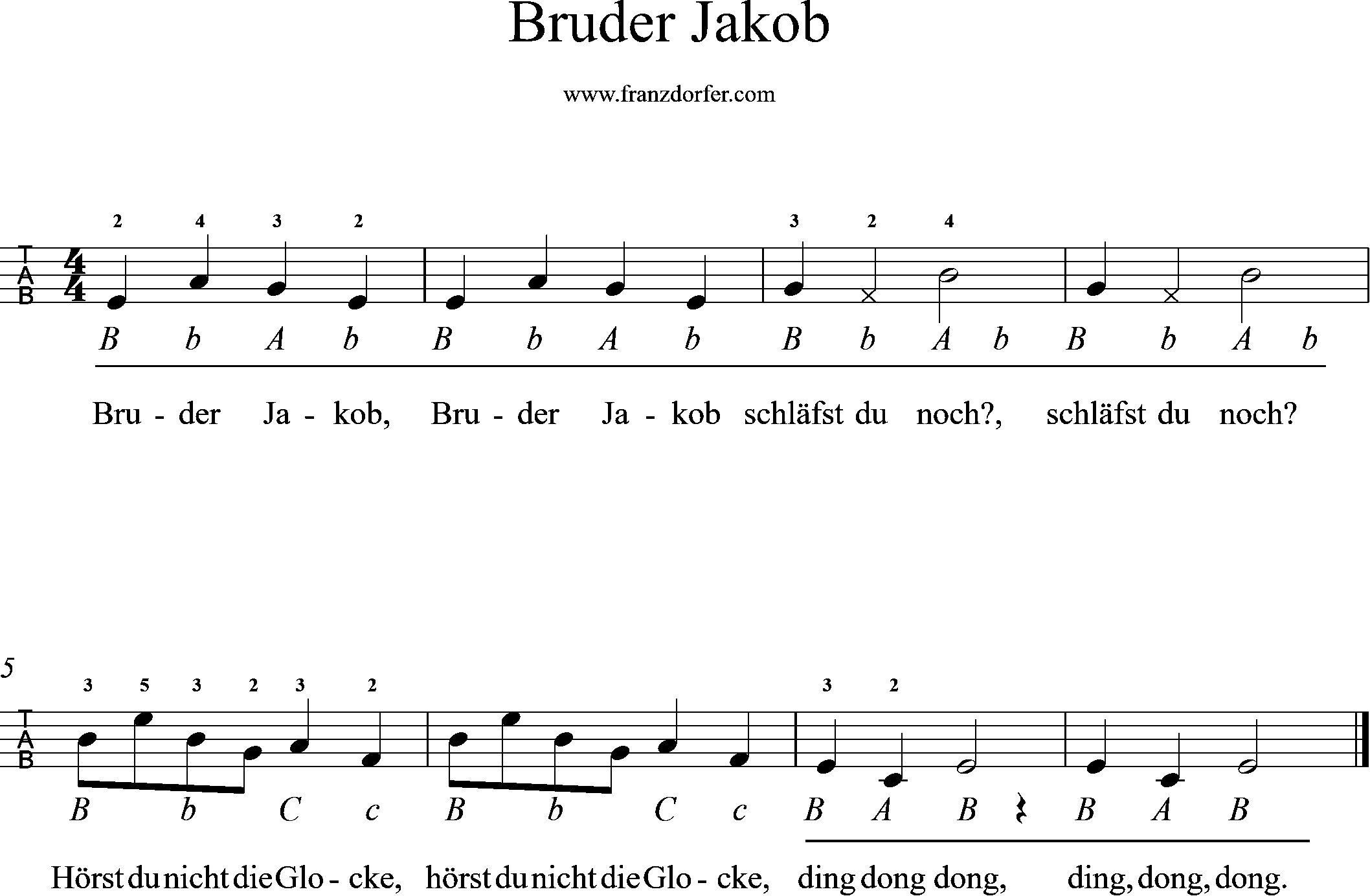 Steirische lernen, Bruder Jakob, Ziach griffschrift, Bruder Jakob